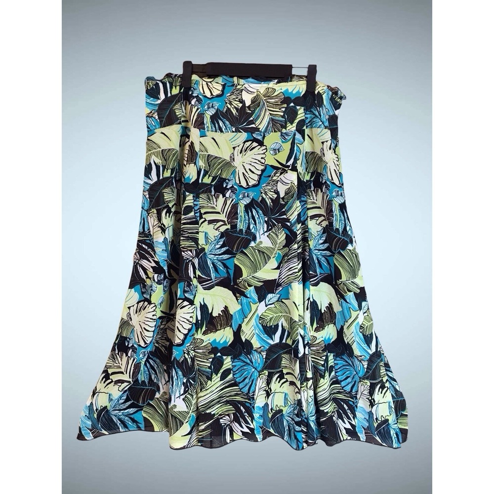 Y2K RQT Skirt Women's‎ Sz L Polyester A-Line Knee Length Lined Tropical Beachy